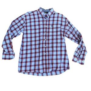 Wrangler George Straight Button Down Shirt Mens Long Sleeve Plaid Large